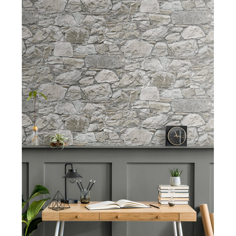 Rouleau de papier peint auto-adhésif L 18 pi x l 20,5 po Surface Style Stone, Lin