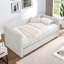Lit de jour simple, canapé-lit rembourré, le bas se retire pour former un lit, tissu en velours côtelé beige (86 po x 43,5 po x 34 po)