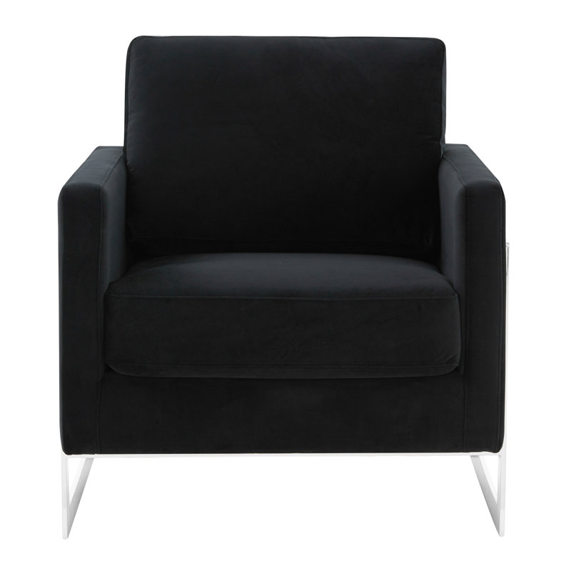 Chaise avec accoudoirs Lybah, Velours noir