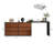 Contemporary Makeup Vanity with 6 Drawers & 360° Adjustable Tabletop Extension, Walnut-Gold Accent