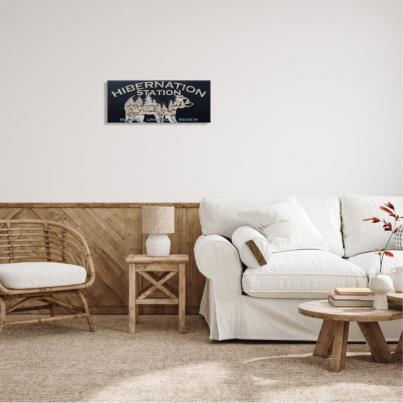 Hibernation Station Bear Silhouette Canvas Wall Art, 24 x 10