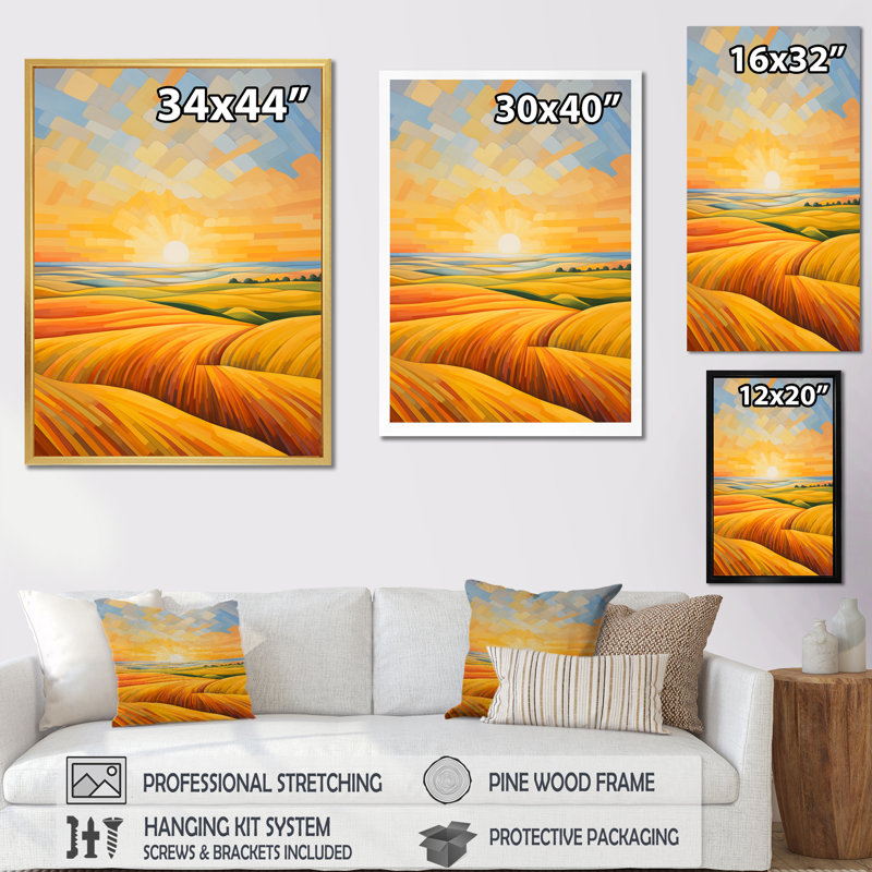 Prayies Sunrise Melody sur toile, Cadre photo blanc, H 32 po x l 24 po x P 1 po