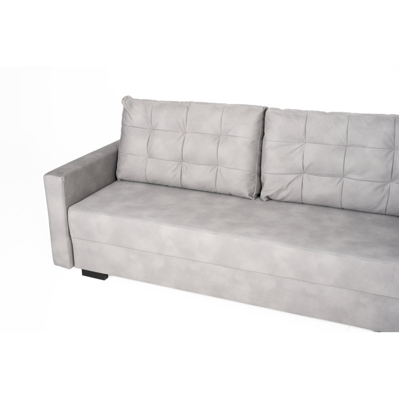 3 Seater Fabric Sofa Bed, Silver