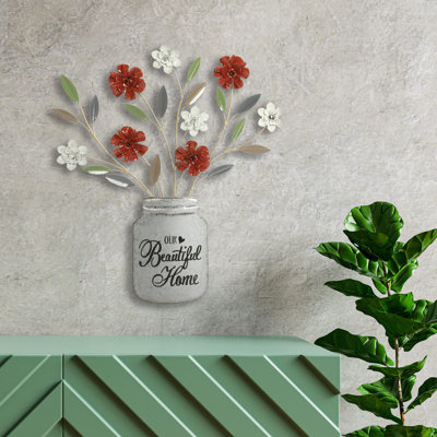 Hosley® Metal Dimensional Wall Art Vase -24" High Decorative Sculpture for Home or Office Décor Contemporary Accent Piece with Elegant Design