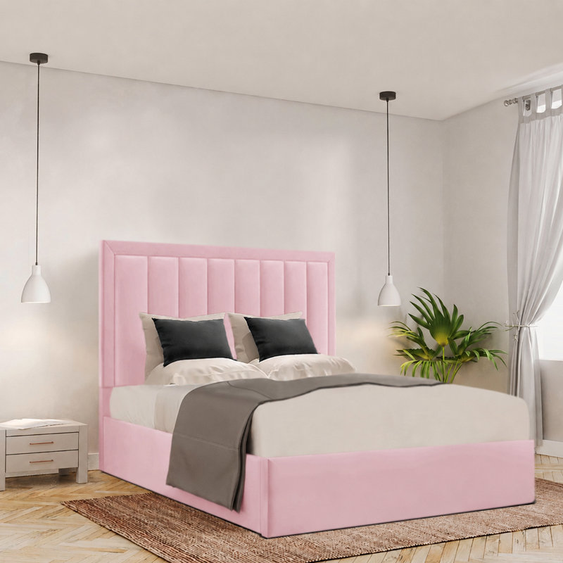 Brantlie Upholstered Ottoman Storage Bed, Small Double (4'), Pink
