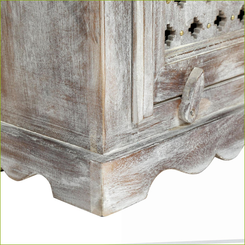 Table de chevet en bois de manguier Boho fabriquée à la main avec 1 tiroir 1 porte