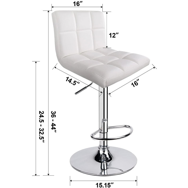 Ludmil Swivel Adjustable Height 32.5" Bar Stool, White, 2