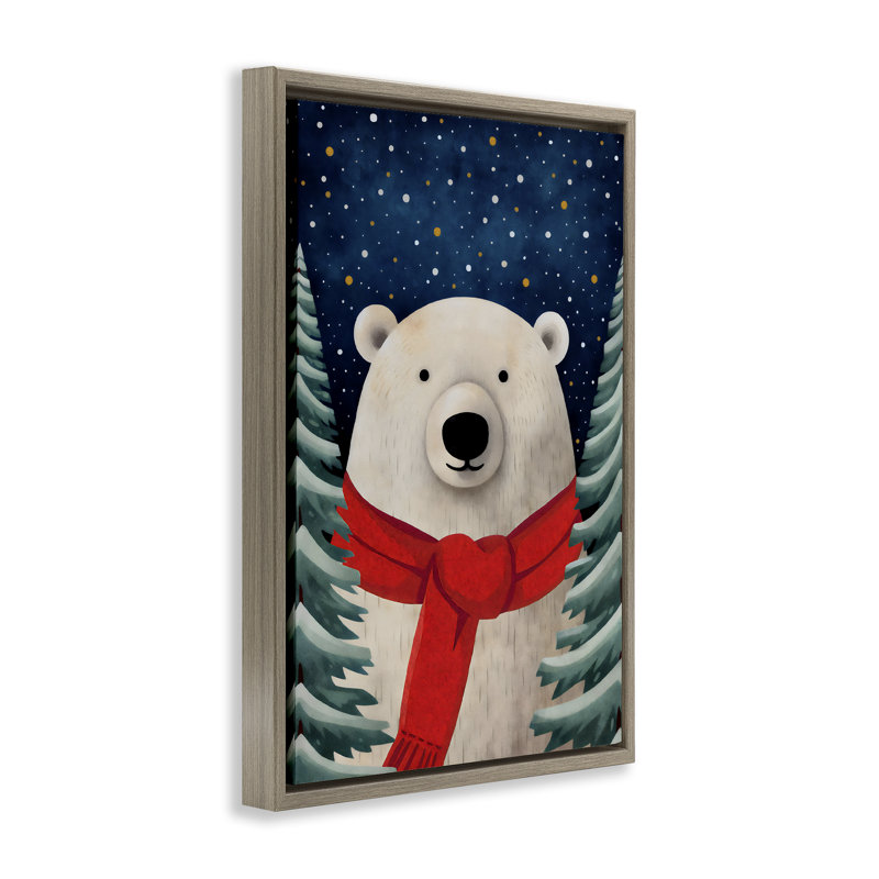 Ours polaire avec cadre flottant Merry, Cadre flottant orme Montalcino, H 25 po x l 17 po