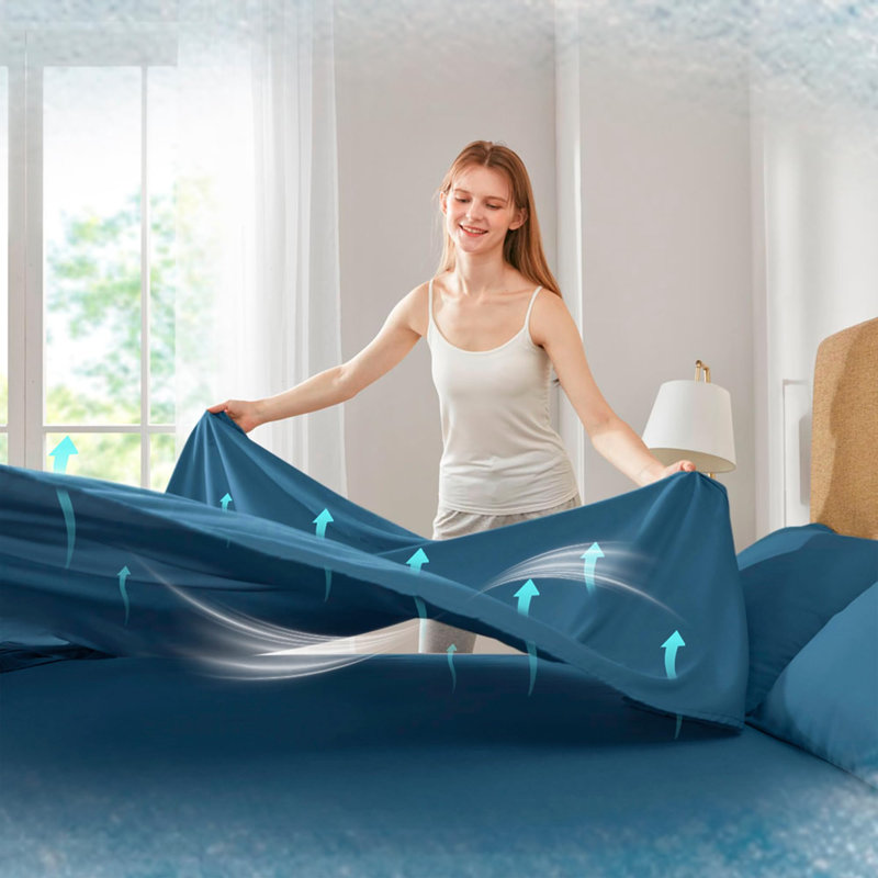 Microfiber Coolmax Microfiber Coolmax Solid Sheet Set, Full, Teal