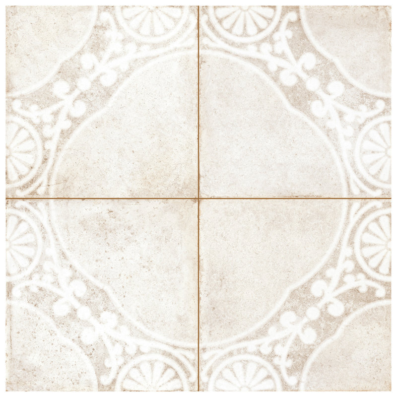 Kings Jaipur 17-5/8 In. X 17-5/8 In. Ceramic Floor And Wall Tile, White