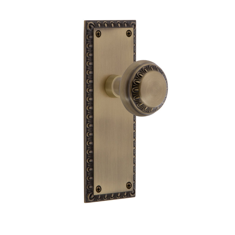 Nostalgic Warehouse Neoclassical Plate Double Dummy with Neoclassical Knob, Antique Brass