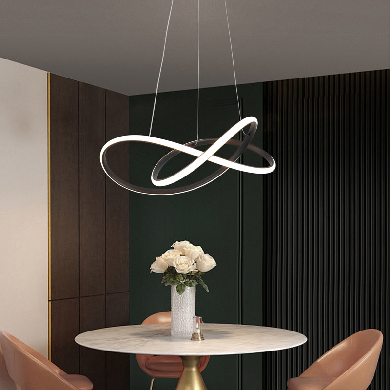 Lustre linéaire moderne à 1 lumière à intensité variable Jahzlynn, Noir mat