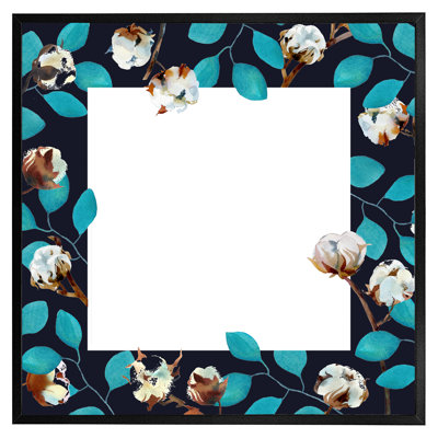 Aquasco Watercolour Blue Leaf Frame - Single Picture Frame Print