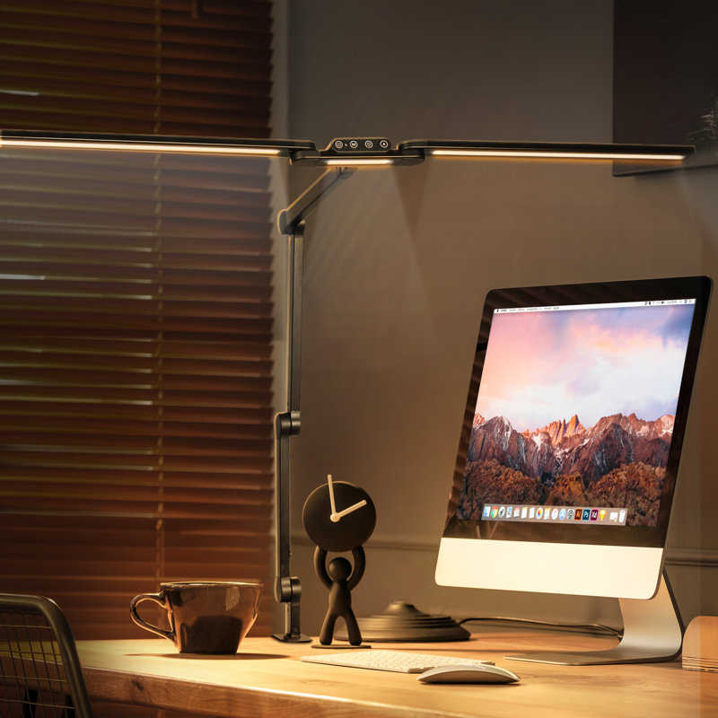 Wrought Studio™ Desk Lamp With Clamp, Auto-Dimming Eye-Caring Led Light 24W, 37.4" Long, Memory Function For Home Office, Desk And Computer Desk Lamp, Adjustable Light For Reading, Diy, Drafting, Working