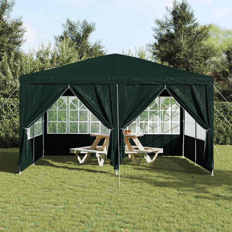 vidaXL Party Tent Polyethylene Event Outdoor Shelter Sun Shade Garden Canopy, 400 (cm.) x 400 (cm.), Green