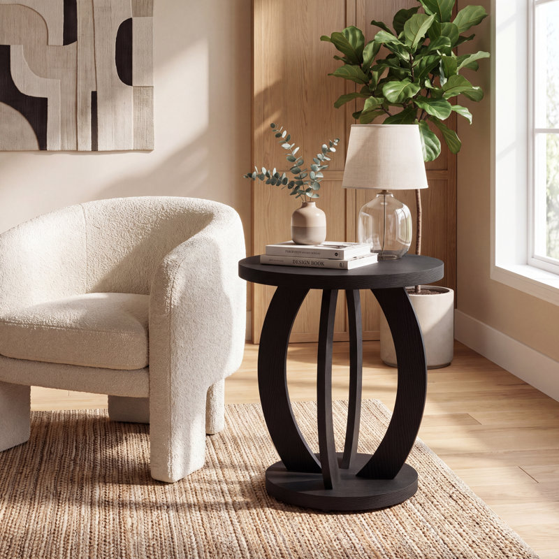 Table de bout ronde 24 po, Black