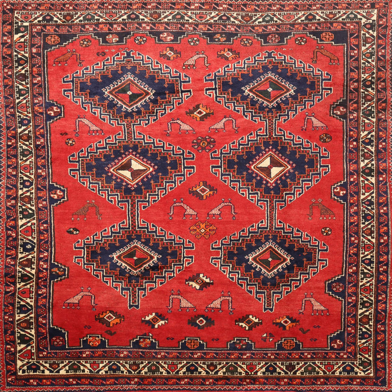 Tapis traditionnel rouge / brun Hartvigsen, Carré 5 pi