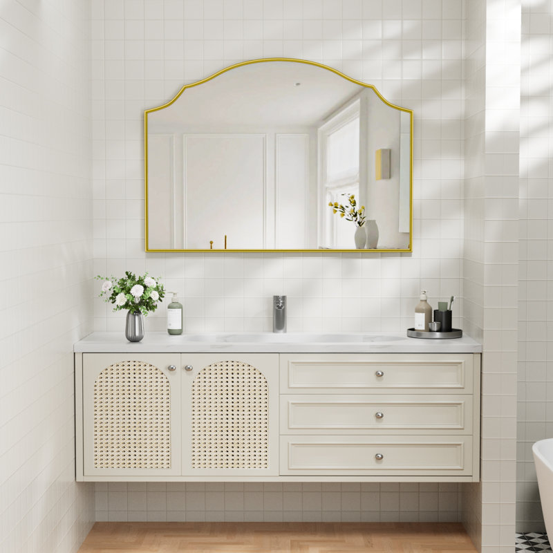 26"x36" Wall Mounted Vanity Mirror, Anti-Rust Aluminum Frame, Shatterproof Glass, Gold