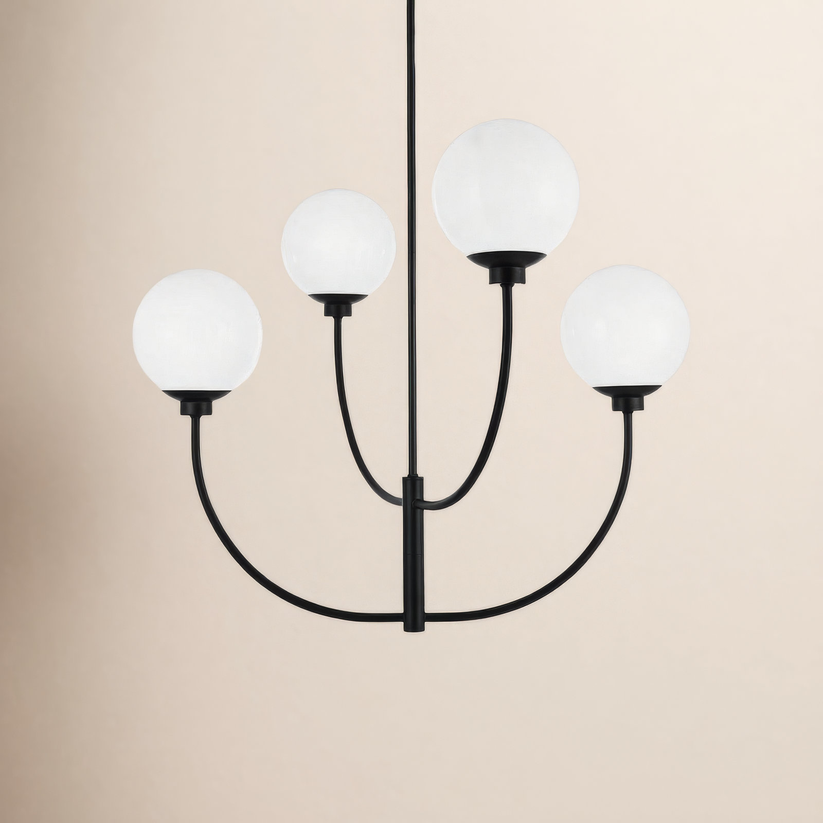 Kyle 4 - Light Dimmable Modern Linear Chandelier, Black, 25" H x 30" W x 30" D