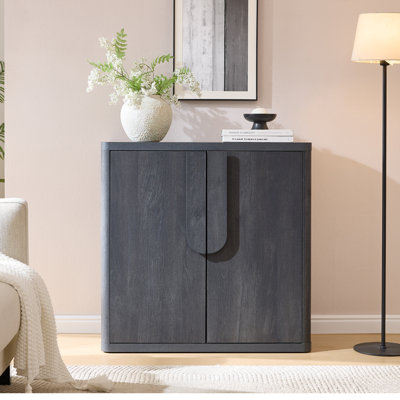34.5'' Minimalist Sideboard Buffet Cabinet With 2 Doors & Adjustable Shelves, Dark Grey