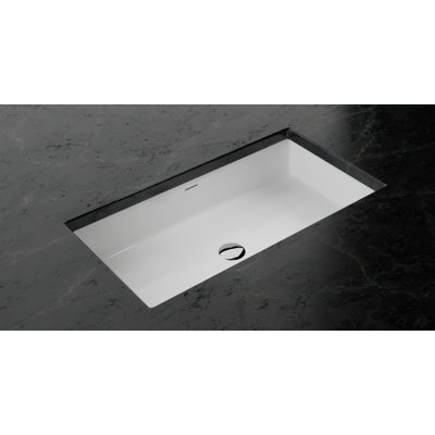 Badeloft 31.4" x 16.7" Stone Resin Undermount Bathroom Sink UB-05-L-G in Glossy White