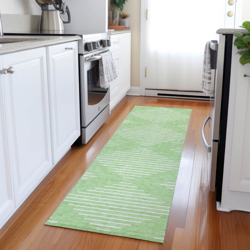 Tapis intérieur / extérieur lavable Velina Mint , 2'3" x 7'6"