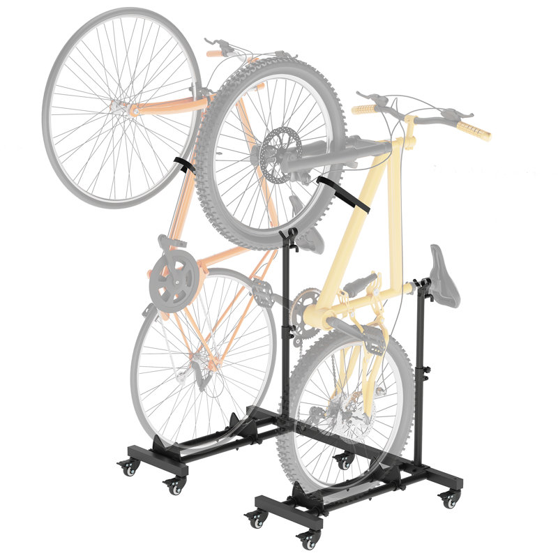 Support à vélo réglable vertical Aage, rangement intérieur peu encombrant, 2 paquets