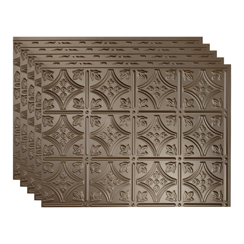 Panneau de dosseret décoratif en vinyle 18 po x 24 po FASÄDE style traditionnel / motif, Bronze argenté