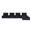 Canapé modulaire 5 pièces en velours avec repose-pieds noir-1265046243