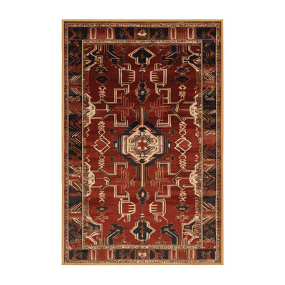 Machine Washable Art Deco Brown Area Rug