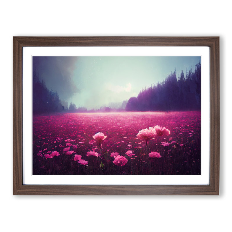 Carnation Flowers - Single Picture Frame Print, 46cm H x 64cm W x 2cm D, Walnut Framed