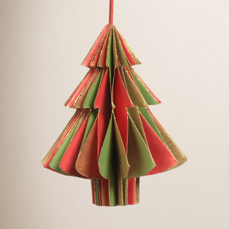 Ensemble de 12 décorations de Noël en forme de déco, Or / rouge / vert, H 4,5 po x l 3 po x P 3 po