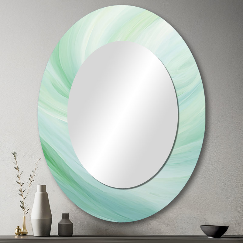 Miroir mural vert spirale ondulée verte, 43 po x 33 po