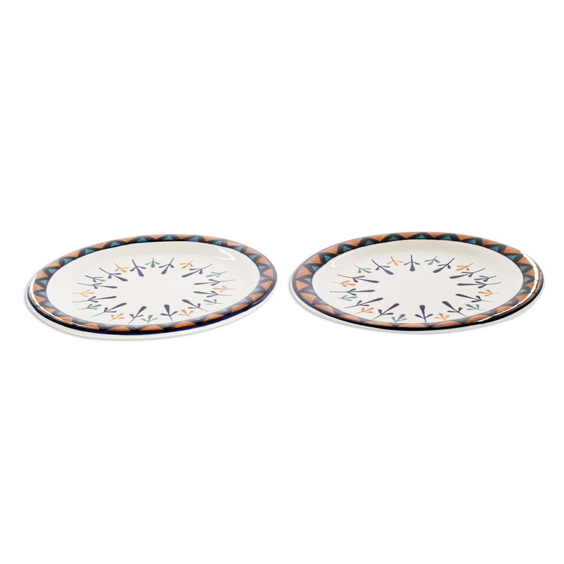 Nahumveer Handmade Antigua Breeze Ceramic Dinner Plates (Pair)