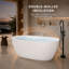 Baignoire autoportante ovale en acrylique de 140 cm (55 po), profondeur d'immersion de 39 cm (15,3 po), bonde centrale et trop-plein intégré, blanc brillant