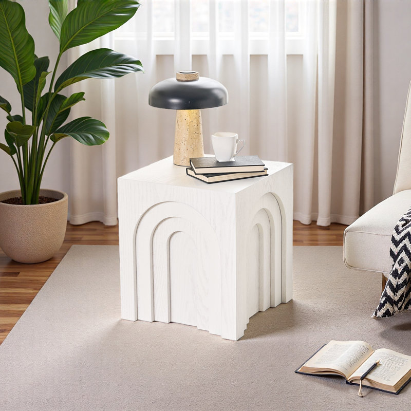 Petite table d'appoint carrée 15,74 po, Blanc