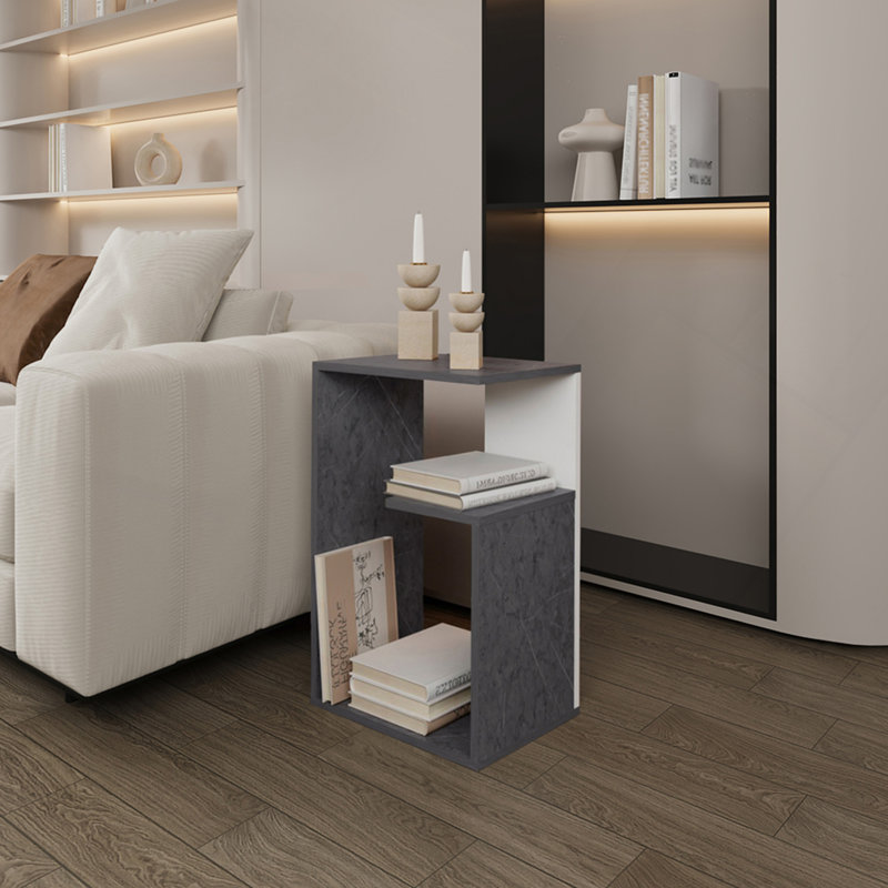 Table d'appoint Sallis, salon,, Onyx / blanc