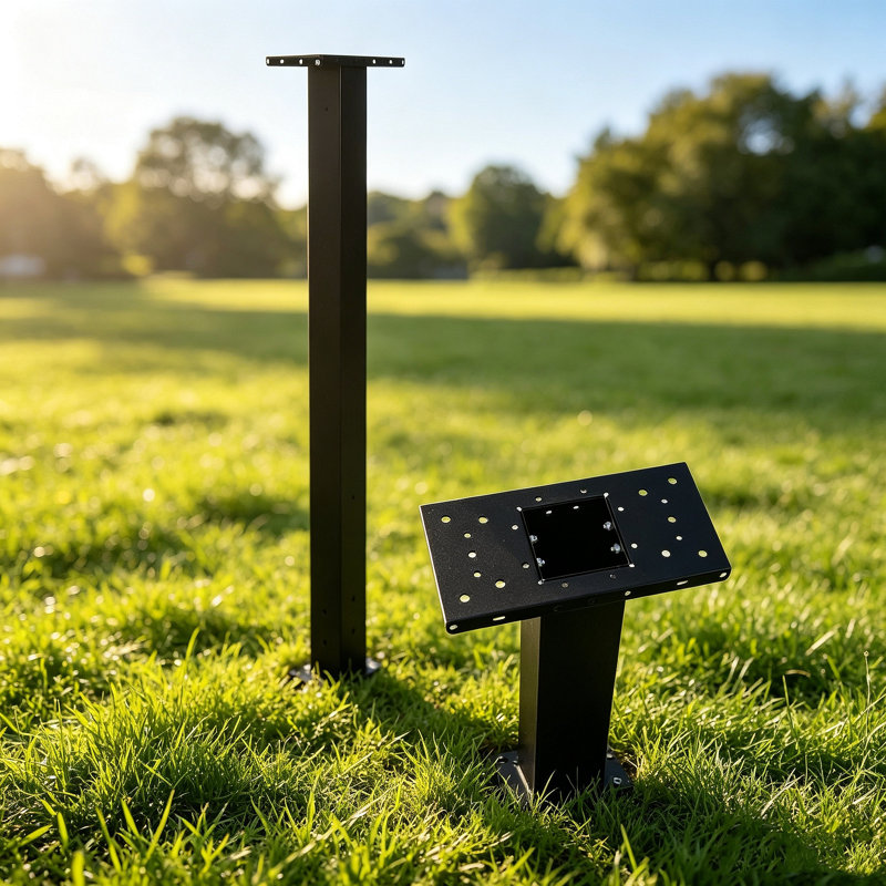 43x4x4 Inch Heavy Duty Metal Mailbox Post Sleeve with 2 Universal Brackets for Curbside Residential Mailbox