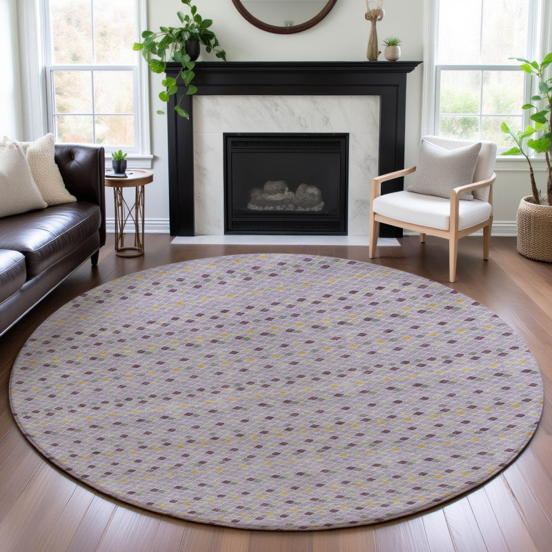 Tapis à rayures Sykora AMF1408 lavable à la machine de qualité supérieure, Rond 8 pi