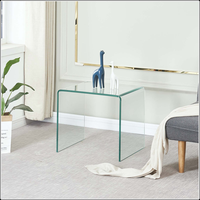 Table d'appoint en verre trempé transparent