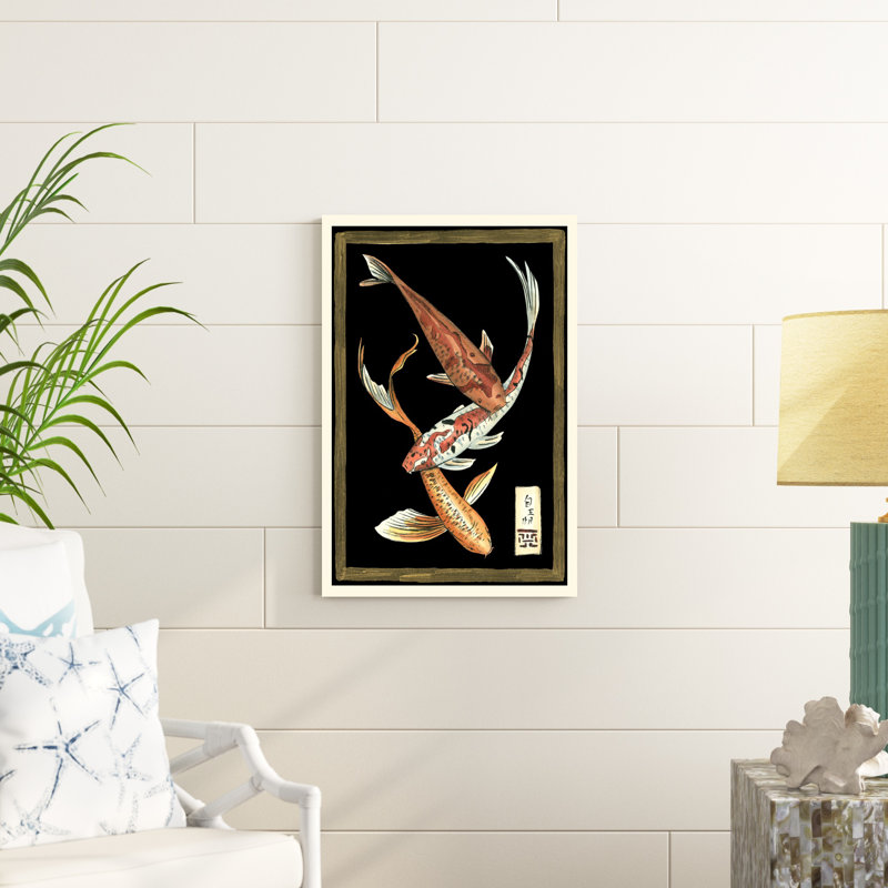 Koi poisson sur fond noir II, H 30 po x l 20 po x P 1,25 po