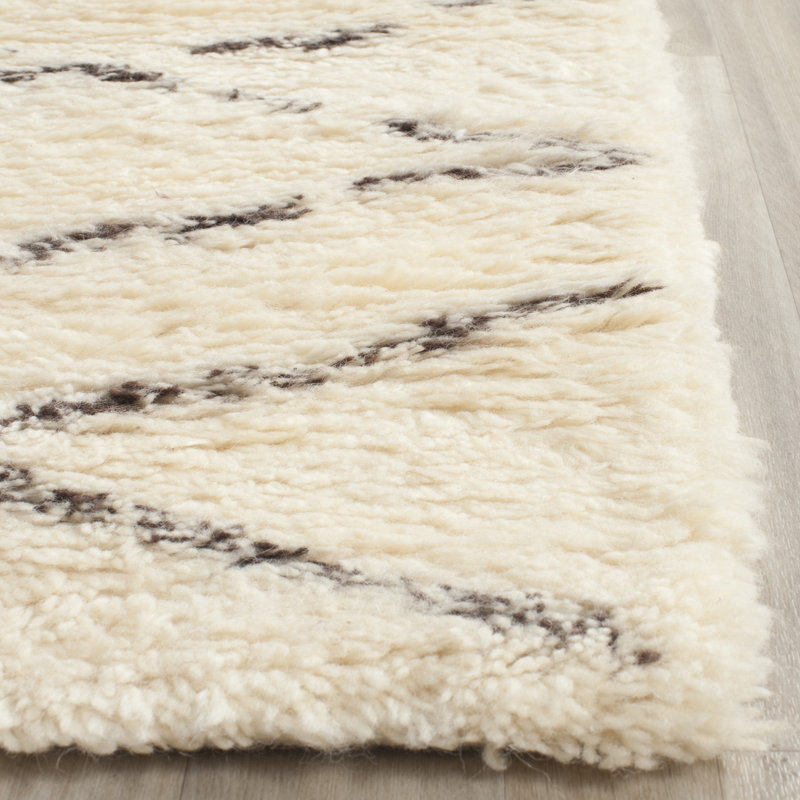 Mitesh Geometric Wool Hand Woven Area Rug, Rectangle 152 x 244 cm