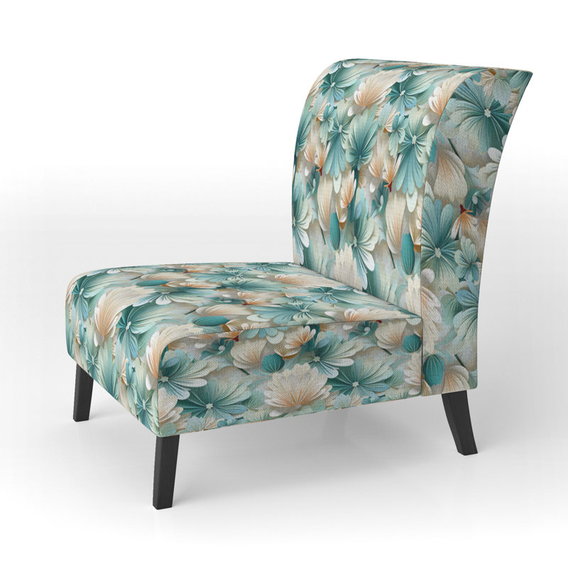 Fauteuil de chambre blanc et vert Coastal Escape I rembourré