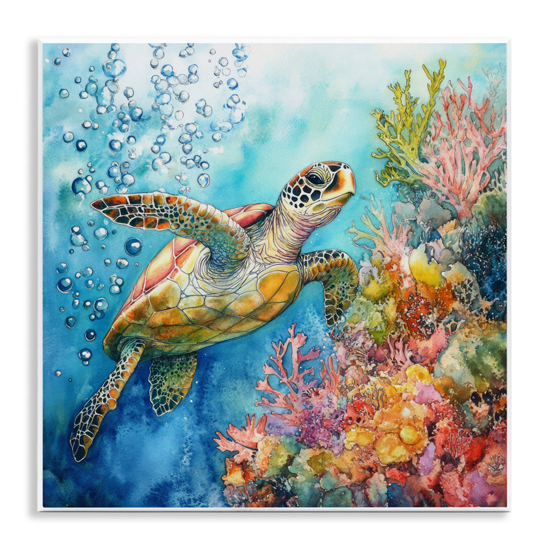 Plaque murale de tortues de mer sous l'eau, design par Tina LeCour