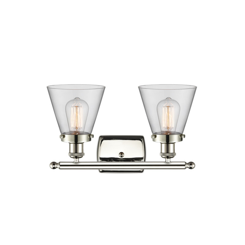 Éclairage pour meuble-lavabo de salle de bain 2 "16" Ballone Urban Cone, Blanc mat, Incandescent, Nickel poli
