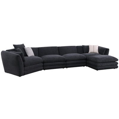 174.5" Wide Chenille Modular Sectional Sofa With Matching Ottoman And Accent Pillows