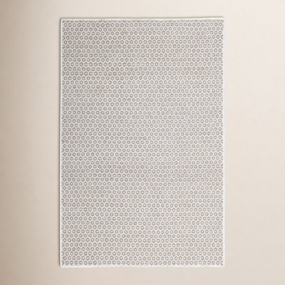 Honeycomb French Blue Ivory Hand-Woven Wool Rug