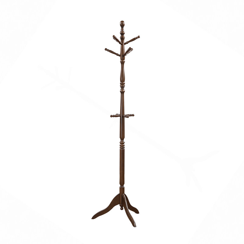 Classic Coat Rack Solid Wood, 10 Hooks Coat Hanger Stand Entryway Home Furniture 1Pc, Dark Brown