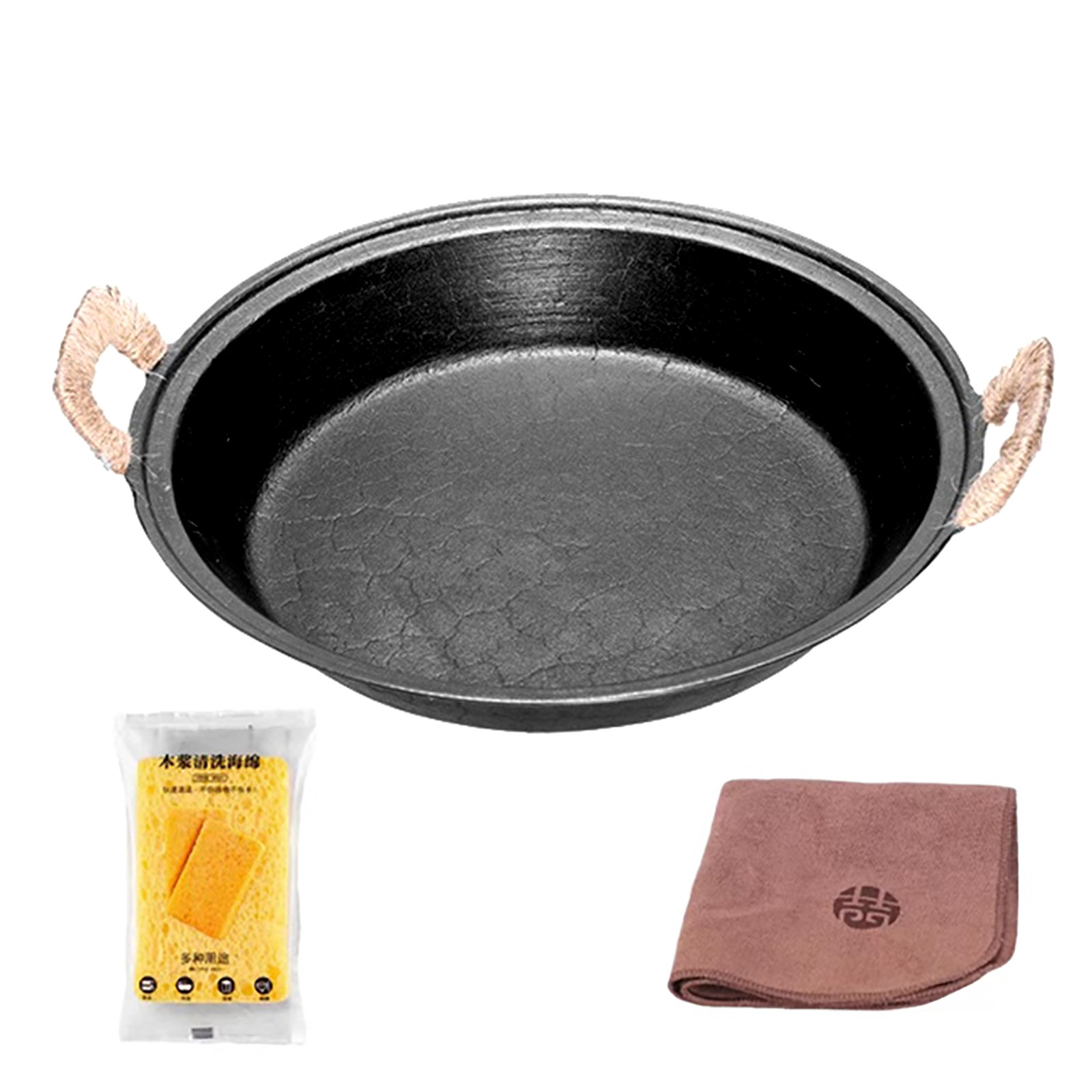 Get WANGYUANJI Chinese Cast Iron Wok Carbon Steel Pan Flat Bottom