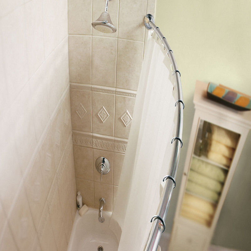 58.44" Curved Fixed Shower Curtain Rod, Chrome